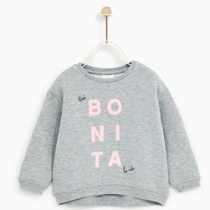 Zara Baby Girl Size 2/3 Years Que Bonita la vida sweater